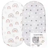 GLLQUEN BABY Bettlaken Spannbettlaken für Babybett 2 Pack,Matratzenschoner für Laufgitter, Oeko-tex100 Moseskorb Stubenwagen Spannbetttuch Bezug, Kinderwagen Matratzenbezug für Neugeborenes