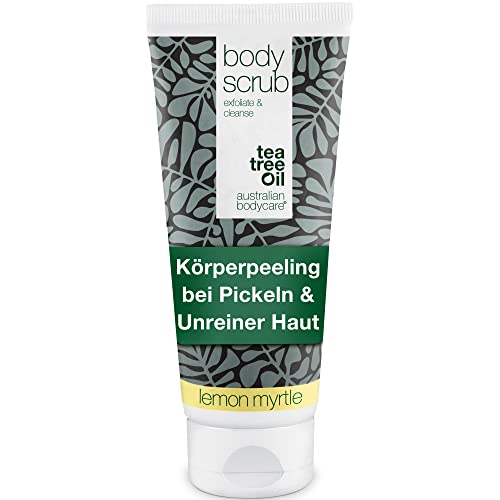 Australian Bodycare Body Scrub 200ml | Teebaumöl + Lemon Myrtle | Körperpeeling bei Pickeln auf dem Rücken & Körper, Unreiner Haut & Eingewachsenen Haaren | Auch als Fußpeeling zur Pflege bei Hornhaut