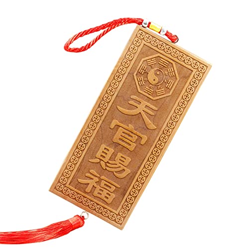 Feng Shui Bagua-Spiegel, Bagua-Spiegel, Haushalts-Klatschspiegel, handgeschnitztes Kunstwerk, rechteckiger Klatschspiegel aus Pfirsichholz, chinesischer Stil, orientalischer Feng Shui-Haustür-Anhänger