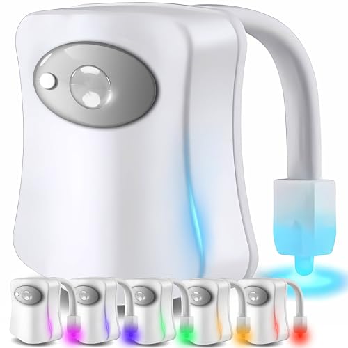 Retoo WC-Nachtlicht LED, Toilette Licht mit PIR-Bewegungssensor Lichtsensor, Wasserdicht LED-Waschraum, Batteriebetrieben, Toilettenlicht, Toilettenbeleuchtung