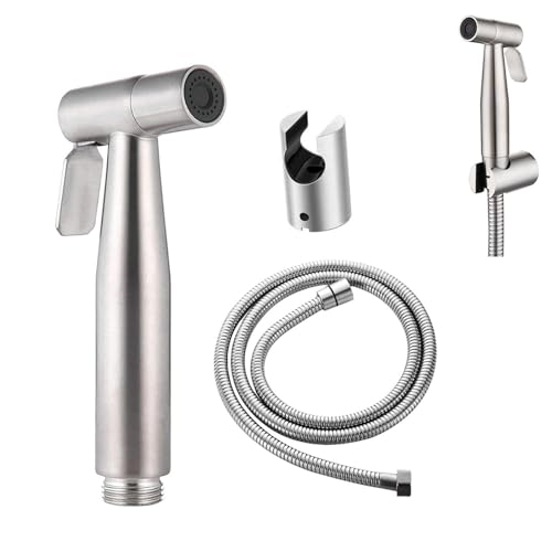 ﻿ HAPPOW Bidet Handbrause, Handbrause Toilette, inkl Handbrause, Brauseschlauch 150cm und Halterung Halter, Hand Shower Toilet, Bidet Brause,Edelstahl Werkstoff, für Badezimmer, WC