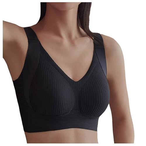 Damen BH Ohne Bügel Große Größen Nahtloser Push Up BH Guter Halt Bügelloser Stütz BH Keine Schlaffen Brüste Klassischer T Shirt BH mit Breiten Trägern Soft BH ohne Buegel Bra Bequeme BHS für Damen