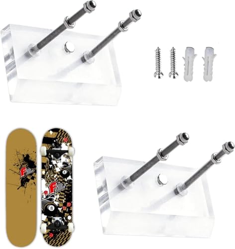 Abonana 2 Stück Skateboard Wandhalterung Acryl, Durchsichtiges Skateboard Display, Skateboard Halterung Wand Clear, Skateboard Rack Clear für Skateboard Deck Display und Lagerung