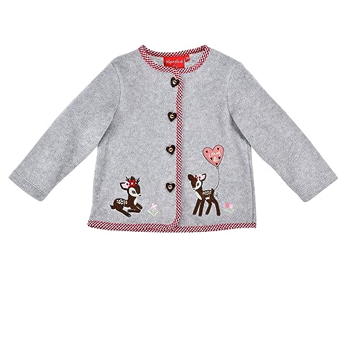 BONDI Trachten Fleecejacke ´Bambi´, Grey-Melange 98 Tracht Baby Mädchen Artikel-Nr.86762