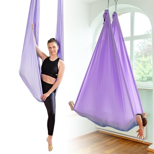 Yosana Aerial Yogatuch 5m x 2,6m für Erwachsene | Komplettset | Hochwertiges Nylon Yoga Tuch | Yoga Hängematte bis 500kg belastbar | Inklusive 7 Tage Videokurs & E-Book