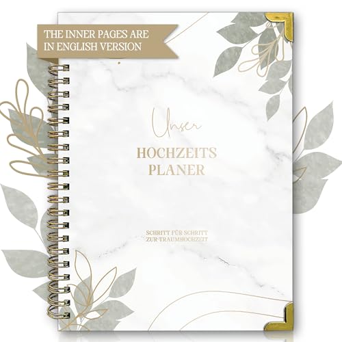 Hochzeitsplaner Englisch für den großen Tag - DIN A4 Wedding Planner mit Terminplan, Checklisten & Kalender - Hochzeitsplaner Buch - 140 Seiten Hochzeitsplanerbuch Hochzeit - Hochzeitsordner