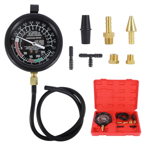 LUTIFIX Kfz-Vakuummeter, Kfz-Kraftstoffpumpe und Vakuumdruckmessgerät, Leckage-Kit, Vergaserventil, Kraftstoffpumpendruck- und Vakuumtester