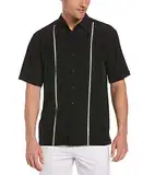 Cubavera Herren Short Sleeve Insert Panels with Pick Stitch Shirt Hemd, Schwarz (Jet Black), XL