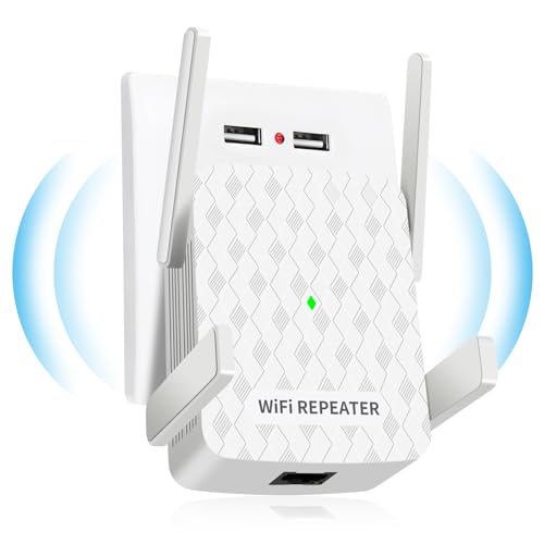 WLAN Verstärker, CINAMON WLAN Repeater 300 Mbit/s 2.4 GHz,WiFi Verstärker mit Ethernet-Anschluss, Abdeckung bis zu 200 m², Unterstützung WPS,1-Tap-Einrichtung, funktioniert mit Allen WLAN-Routern