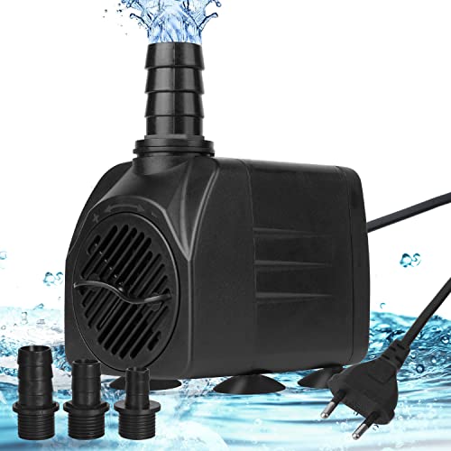 flintronic Aquariumpumpe Aquarium Pumpe, 25W Wasserpumpe, 1500L/H Tauchpumpe Teich Brunnen Pumpe Widersteht Trockenes, Garten Keine Geräusch für Teich Brunnen, mit 3 Düsen 13/16/19mm 25W Kabel 1.4m