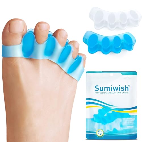 Sumiwish Zehentrenner, 4 Paar weiche Gel-Zehenabstandshalter zur Korrektur von Ballenzehen, Zehenstrecker zur therapeutischen Linderung von Plantarfasziitis, Hammerzehen, Krallenzehen