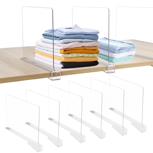 Cong.Lai 8 Stück Transparente Acryl Regaltrenner: Multifunktionaler Kleiderschrank Organizer - 30 x 20 cm Regalteiler - Kleiderschrank Trenner Verstellbares für Schrank Schlafzimmer Bücherregale