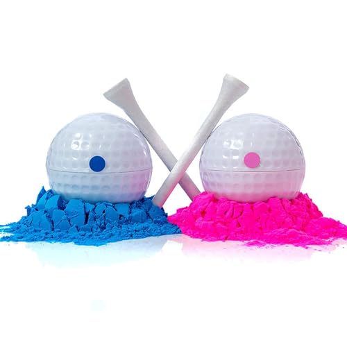 2 Stück Gender Reveal Golfball, Geschlecht Explodieren Golfbälle Mit Farbpulver, Geschlechts-Enthüllungsball Zum Thema Golfballsport Für Werdende Eltern (blau Und Rosa)