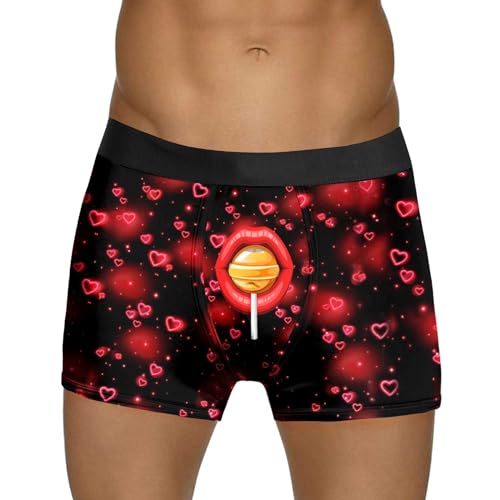 WKAYsIV Herren Unterhosen Gr. 7 im Valentinstag-Stil, rote Blase, besondere Liebesrose, mittlere Taille Herren Boxershorts Stretch (Yellow, XXXL)