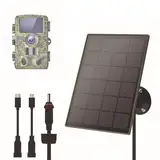 Volakebeing Trail-Kameras Solarpanel, 12 V/1 A, 6 V/2 A, mit eingebautem 6000 mAh wiederaufladbarem Lithium-Akku, IP66 wasserdicht, Jagdzubehör, kompatibel mit Jagdspielkameras oder