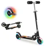 Hyiatyo Klappbarer Roller Kinder 6 Jahre mit LED Rädern, Kinder Scooter ab 3-10 Jahre, Faltbar Kinder Kickscooter Tretroller für Junge und Mädchen