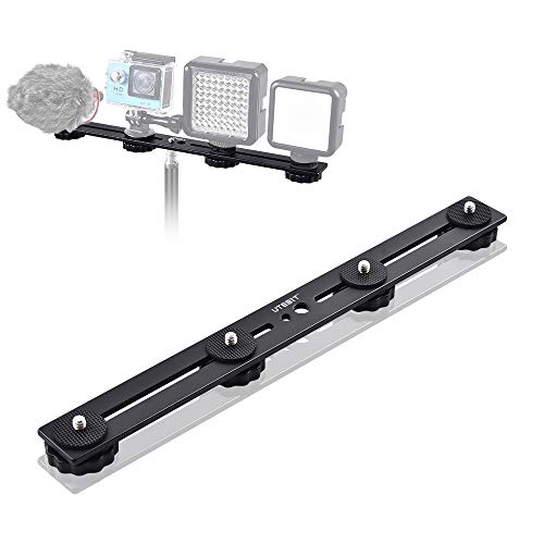 UTEBIT Dual Flash Bracket 30cm/11.8 Inch Blitzschienen Light Bracket Blitzschuh Halterung für 1/4 Zoll Schraube DSLR-Kamera LED-Licht Blitzlichtmikrofon