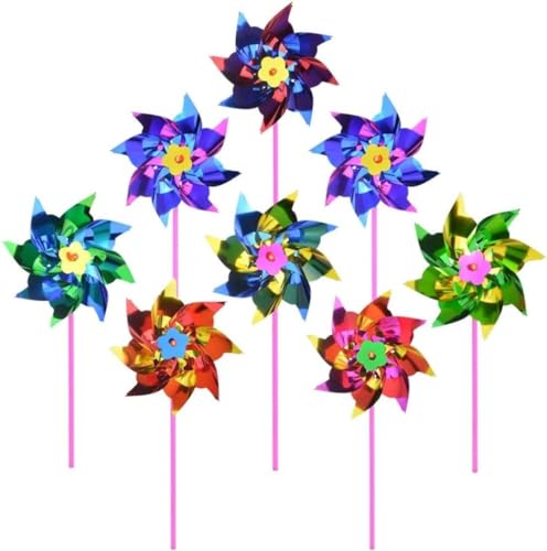 100 Stück Kunststoff Regenbogen Windrad, Windmühle Party Windräder DIY Windräder Set für Garten Rasen Party Dekor Wind Skulpturen Gartendekoration