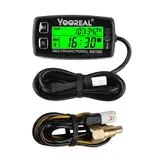 Yooreal Digitaler Drehzahlmesser Motorwasseröltemperaturanzeige,Betriebsstundenzähler,Alarmdrehzahl und Temperatur, Hintergrundbeleuchtung Anzeige für,Rasentraktor, Kompressor,Motorrad, Generator