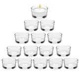 15er Teelichtgläser Set, Kerzengläser 4,5 cm Dm, Klar Teelichthalter Glas, Kerzenhalter Dekorationen, Mini Kerzenhalter Glas für Home Tischdeko, für Hochzeit, Dekorativ Kerzenglas