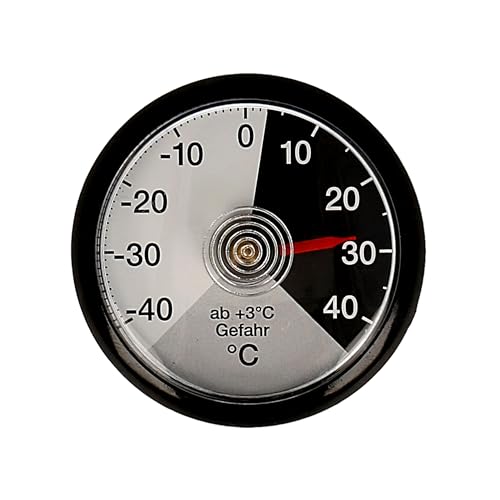 Lantelme Auto Analog Thermometer Selbstklebend für Innen Kabellos zum Messen Bimetall der Temperatur von +/- 40°C Rund Farbe Schwarz auch für LKW Wohnwagen Wohnmobil PKW KFZ Anhänger