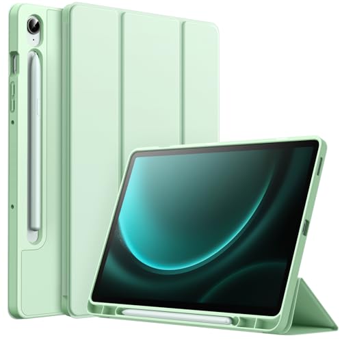 JETech Hülle für Samsung Galaxy Tab S9 FE 10,9 Zoll mit S Pen Halter, Weiche TPU Tri-Fold Ständer Tablet Schutzhülle, Unterstützung S Pen Aufladung, Auto Wachen/Schlafen (Mint)