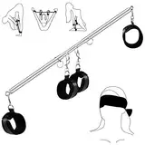 Proxoxo SM Handschellen Fußfesseln Bondage Sets, BDSM Einstellbar Metall Spreizstange mit Fesselgurte & Handcuffs SM Sexspielzeug für Bondage Liebhaber Paare