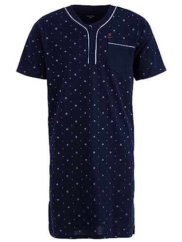 Henry Terre Herren Nachthemd Kurzarm Sommer Schlafshirt Pyjamaoberteil Größe M-3XL, Größe:M, Farbe:Navy