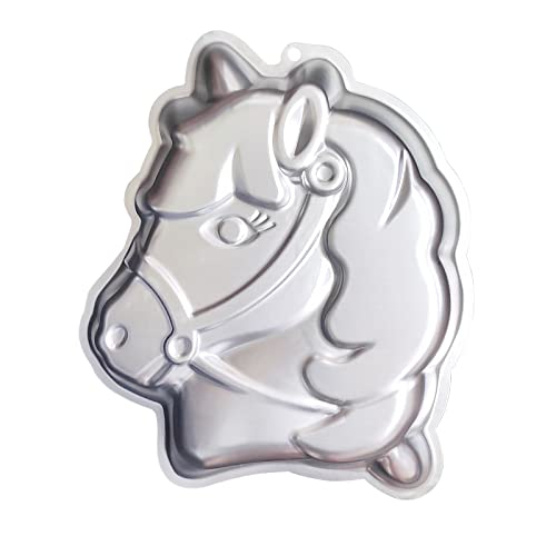 kefyixc Backform Pferd Einhorn-Kuchenform, Pferdekopf-Kuchenform, Aluminium-Kuchenform, Kindergeburtstag 3D-Kuchen