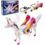 Jadyon 2PCS Einhorn Roboter, Transformierendes Auto Roboter Spielzeug, Unicorn Racing Car Set, Transformations-Auto-Roboter-Spielzeug Geschenk FüR Kinder, Kollision Deformation Kombinierter Roboter.