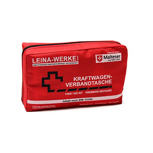 LEINA-WERKE REF 11008 Leina Kfz-Verbandtasche Compact, Inhalt DIN 13164, rot