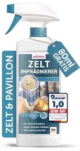 PLINTEX® 580ml Zelt & Pavillon Imprägnierung | Imprägnierspray für Zelte, Markisen, Sonnenschirm oder Pavillons | effektiver Flächen- & Nahtdichter für Zelte | dermatologisch getestet & atmungsaktiv