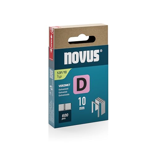 NOVUS TOOLS Flachdrahtklammern 10 mm, 600 Tacker-Klammern vom Typ 53F/10, Schiebeschachtel, Heftmittel für Folien und Pappe