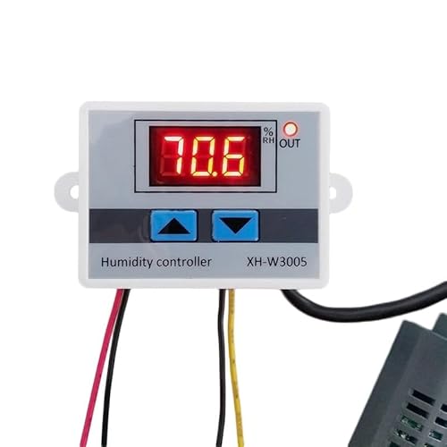 Digitaler Feuchtigkeitsregler, 12 V/220 V Digitaler Feuchtigkeitsregler mit Feuchtigkeitssensor, Kabelsteuerschalter, Hygrometer, Hygrostat (12 V)