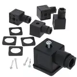 Kalitec 5 Stück Ventilstecker Bauform A schwarz 3 polig I Kontaktfläche 27 x 27 mm² I PG9 I Kontakttrennung 18 mm I IP 65 I Ventil Steckverbinder für Magnetventil I Würfelstecker 2-polig+PE