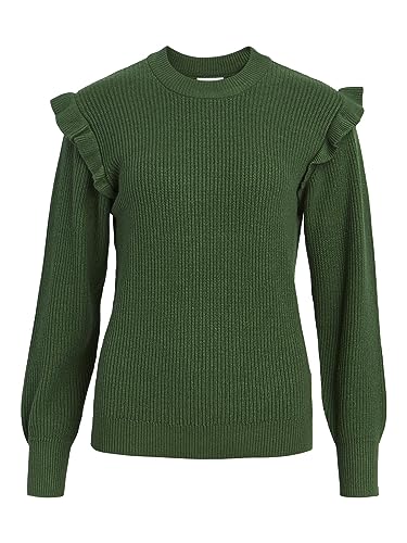 Object Damen Objmalena L/S Ruffle Noos Pullover, Artichoke Green, S EU