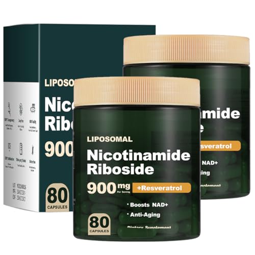 Nad + Supplement - Liposomal Nicotinamide Riboside, Resveratrol for Anti-Aging, Supports Cellular Energy, Concentration - 80 Capsules (2PCS)