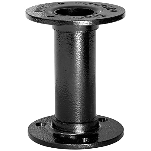 WAGNER Möbelbein/Tischbein/Möbelfuß Industrial Pipe - Ø 30 x 100 mm, inkl. Zwei Anschraubplatte Ø 75 mm, Stahl pulverbeschichtet schwarz - 12501001