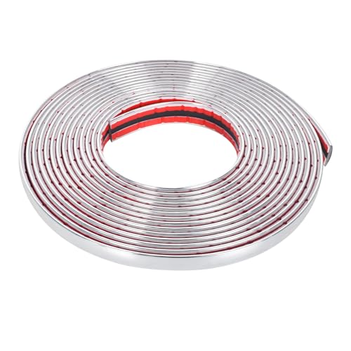 Chrom Zierleiste, Zierleiste Selbstklebend, Zierleiste PVC Chrom Auto Chromleiste Zierstreifen, Universal Chromzierleiste für Auto Karosserie Fenster Außen Dekoration (10 mm x 5 m)