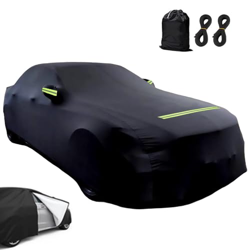 Autoabdeckung 190T/210D Sedan Autohülle Auto Autoplane Staubdicht Wasserdicht Autogarage Vollgarage Car Cover für 420-530 cm Limousine Schwarz (420×170×145cm)