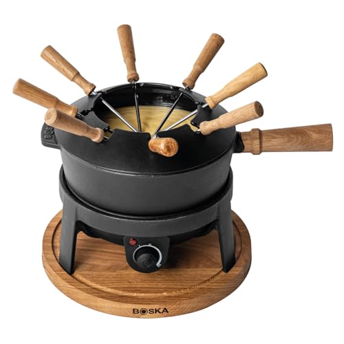 Boska Fondueset Elektrisch Pro 2,2L - Premium Fondue - Käsefondue - Schokofondue - Hotpot - Für 8 personen - Topf set -Extralanges Kabel - Gusseisen - Elektrisch - Fondue gerät