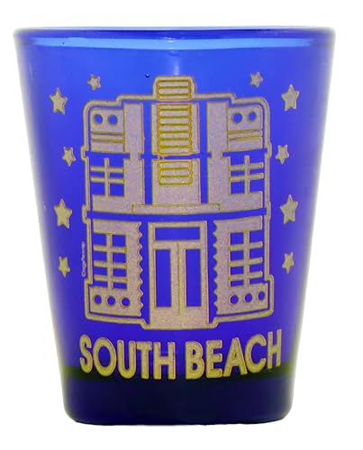 South Beach Verre à liqueur Motif Floride Bleu Cobalt