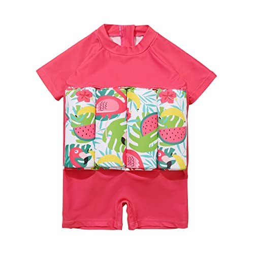 Schwimmanzug für Jungen Rückenreißverschluss Einteiliger Badeanzug Kleinkind Baby Float Anzug einteilige Badebekleidung Rashguard Cartoon kurze Ärmel Zip Up Auftrieb Badeanzug 6 Monate - 4 Jahre