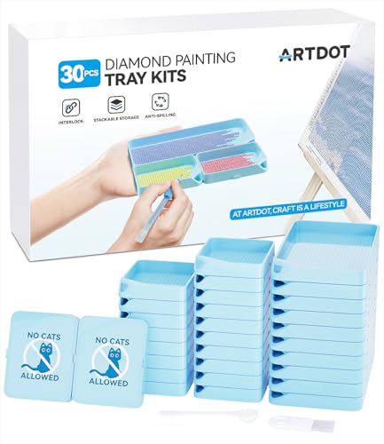 ARTDOT 30 PCS Stackable Diamond Painting Schiffchen, Interlocking Tablett als Diamond Painting Zubehör für Diamant Painting Bilder Erwachsene, Blau