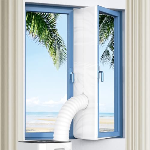 Klimaanlage Fensterabdichtung,300CM Fensterabdichtung für Mobile Klimageräte,Wasserdichter Hot Air Stop für Wäschetrockner, Ablufttrockner,Double Zip für Dachfenster, Flügelfenster