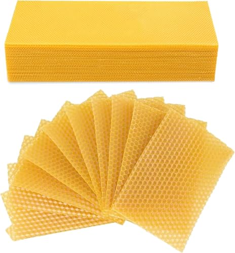 Byffoer Bienenwachs-Kerzen-Bausatz für 30 Kerzen, machen Sie Ihre eigenen Bienenwachs-Kerzen mit Bienenwachs-Blätter, Bienenwachs-Kerzen für Geburtstag, Weihnachten (13.3 * 9CM)
