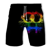 jakeydragon Unisex LGBT Ich Bin stolz auf Dich Shorts Homosexuell Lesben Lässige Strandhose 3D Regenbogen Bedruckte Jogginghose