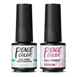 Peacecolor Primer für Gelnägel Dehydrator für Nägel, Professional Nail Prep Quick Air Dry Superior Bonding Primer Set fur Gel Nagellack Acryl Nägel Poly Nägel Gel 8ML