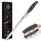 XINZUO 25.5cm Schinkenmesser, Deutschem 1.4116 Edelstahl Küchen Tranchiermesser scharf Aufschnittmesser Koch-Mehrzweck Brisketmesser für Schinken,Fleisch,Fisch-ergonomisches Griff aus Red Sandalwood