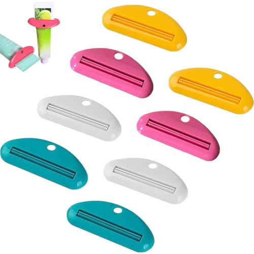 XENQITO 8er-Pack Tubenquetscher,Zahnpastatube, Quetschspender, Zahnpastaclips, Praktischer Tubenquetscher, Tubenquetscher zum Aufbewahren, Quetscher Zahnpasta für Zahnpasta Handcreme Reinigungsmilch